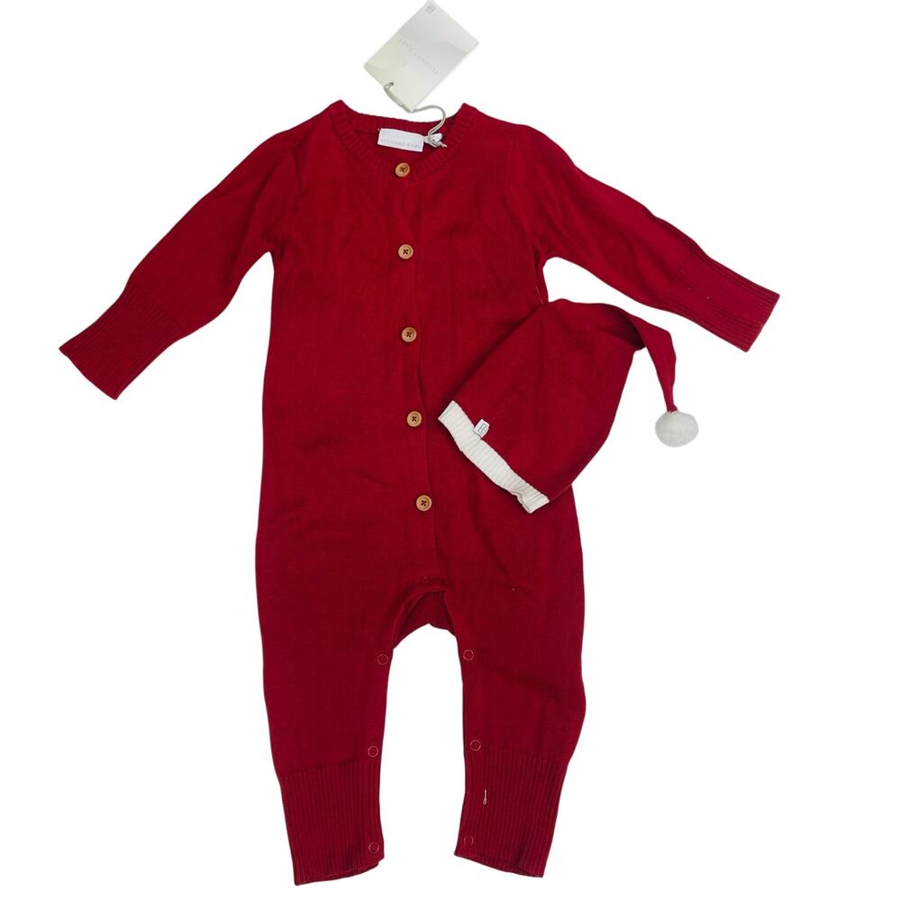 NWT Elegant Baby 9-12M Jumpsuit Santa Dropback With Hat